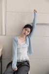 flower tops ＋ blue cardigan set SI1080