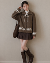 brown ribbon point pattern Knit SI1249