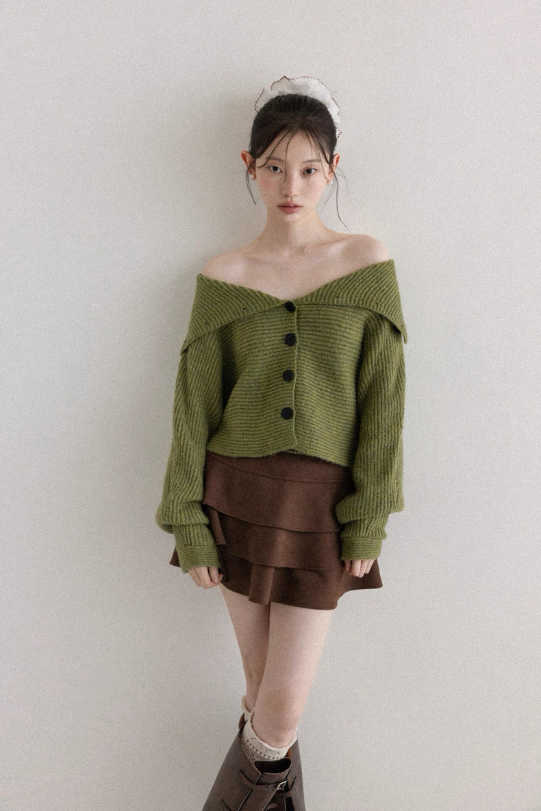 brown frill skirt SI1042