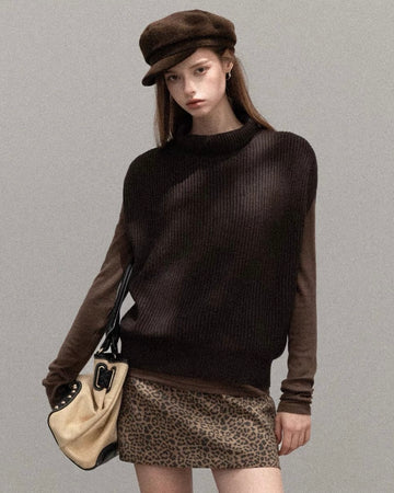 brown mood vest & tops & skirt SI1221