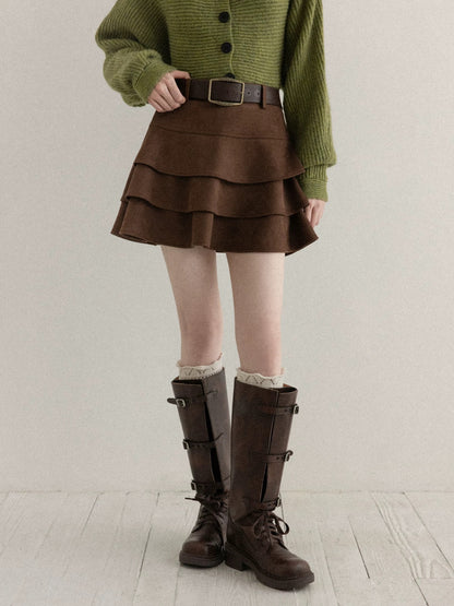 brown frill skirt SI1042