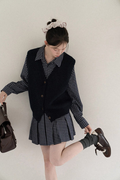 check blue one-piece SI1036