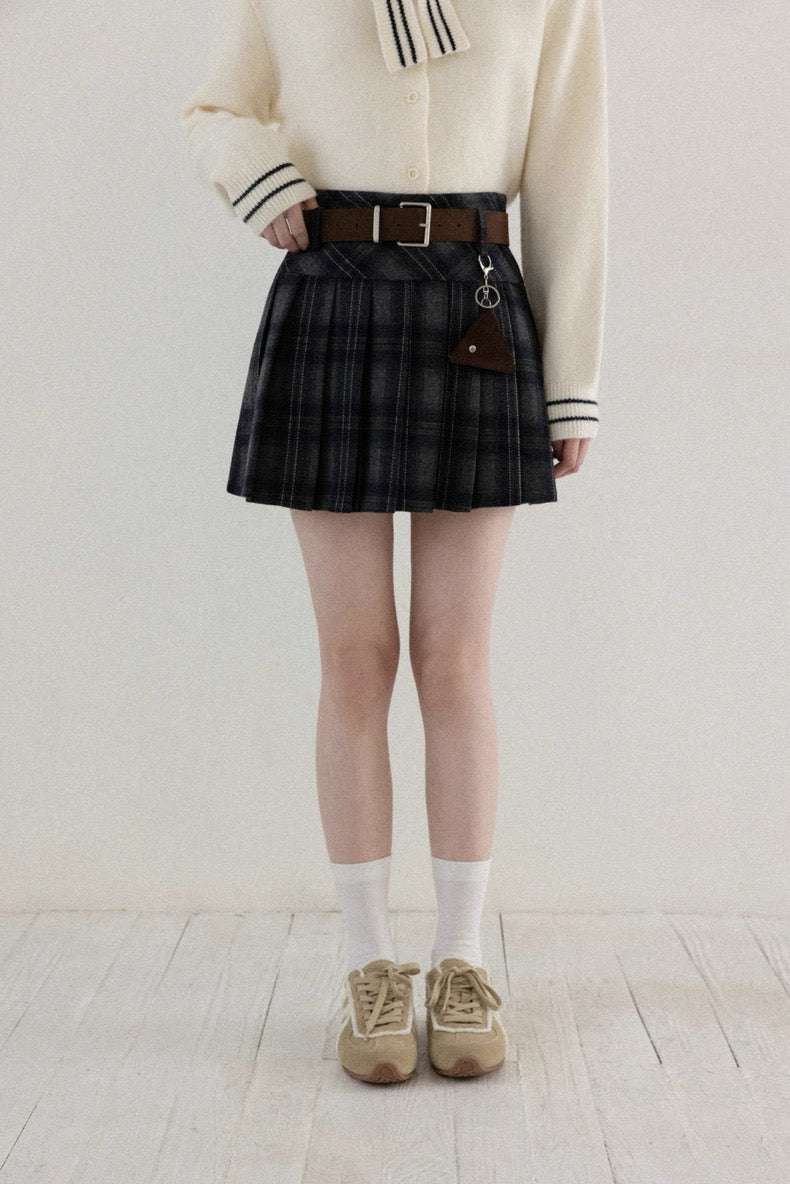 check pleats line skirt SI1032