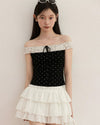 dot off shoulder tops SI1116