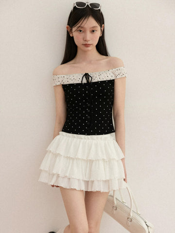 frill white girly skirt SI1138