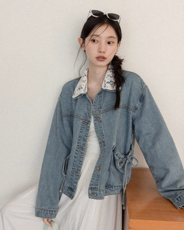 mood curler ribbon denim jacket  SI1074