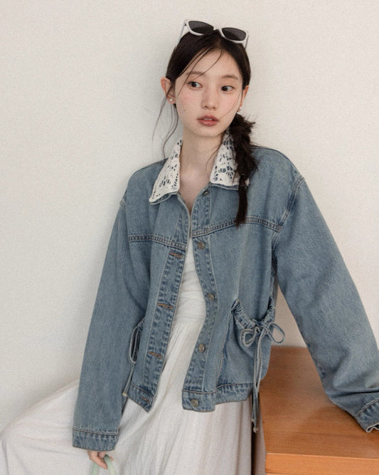 mood curler ribbon denim jacket  SI1074