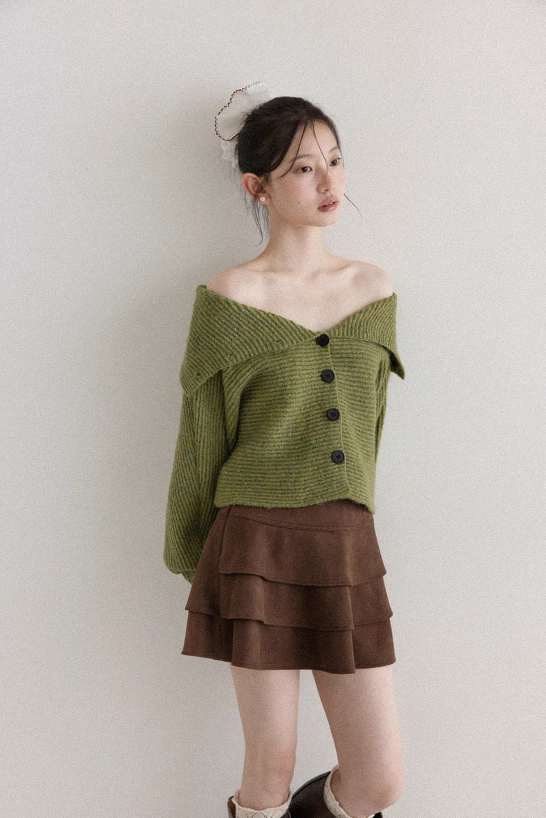 brown frill skirt SI1042