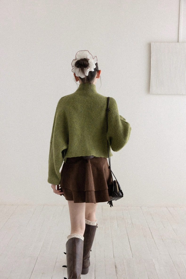 brown frill skirt SI1042