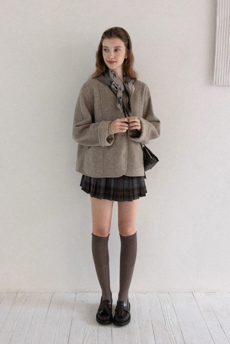 check pleats line skirt SI1032