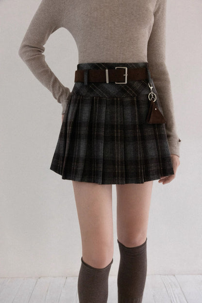 check pleats line skirt SI1032