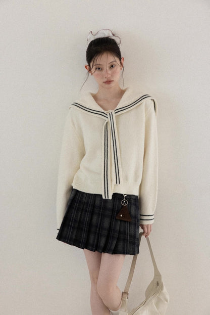 check pleats line skirt SI1032