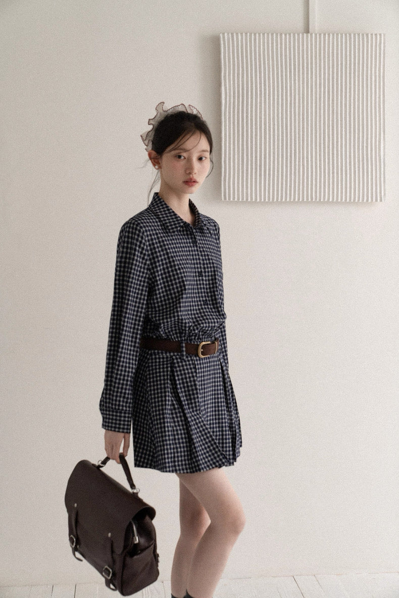 check blue one-piece SI1036