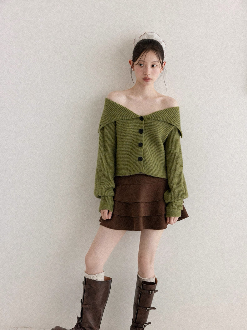 brown frill skirt SI1042