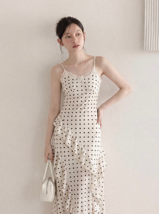 dot girly mood long one-piece SI1101