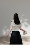 girly shoulder ribbon tops SI1193