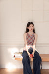 casual girly check tops SI1183
