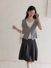 ribbon gray girly tops SI1185