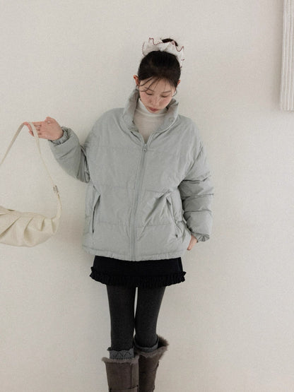 gray blue simple down jacket SI1038