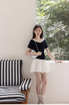 lace point navy tops SI1184