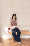 casual girly check tops SI1183