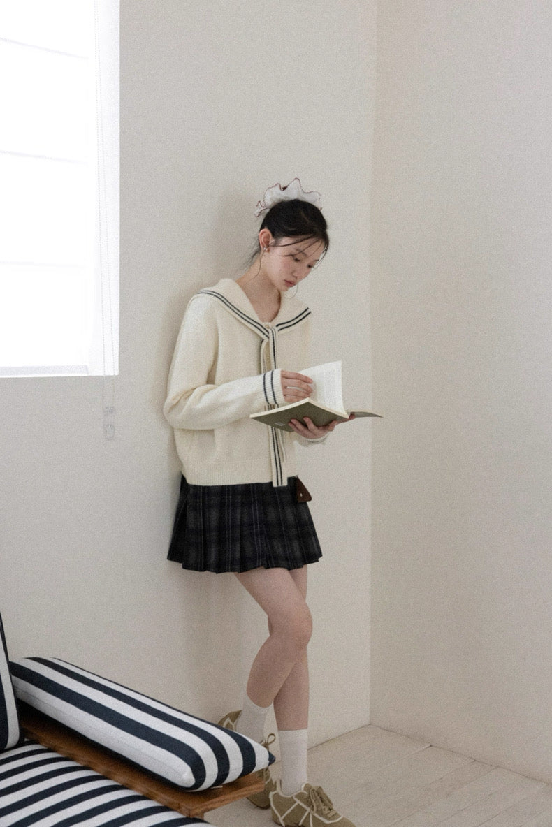 check pleats line skirt SI1032