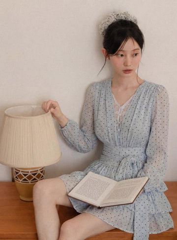 dot light blue mood one-piece SI1109