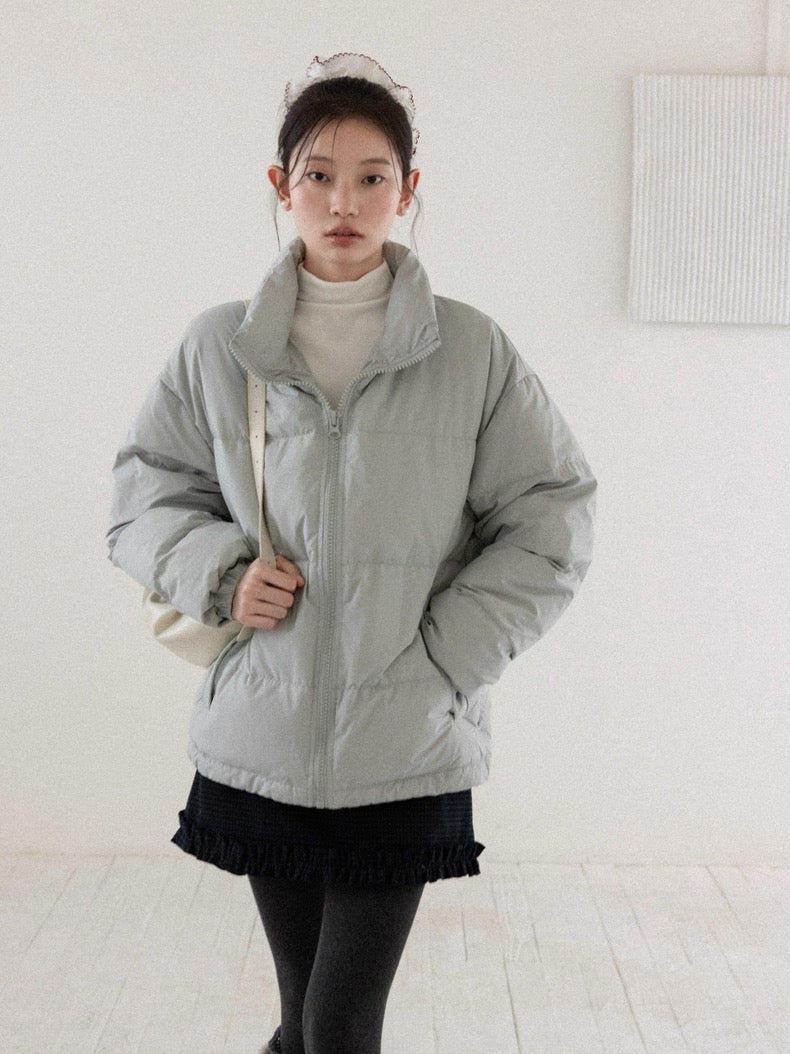 gray blue simple down jacket SI1038