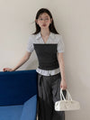 stripe dokking casual tops SI1158