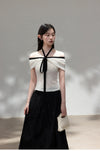 girly shoulder ribbon tops SI1193