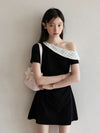 dot one shoulder one-piece SI1160