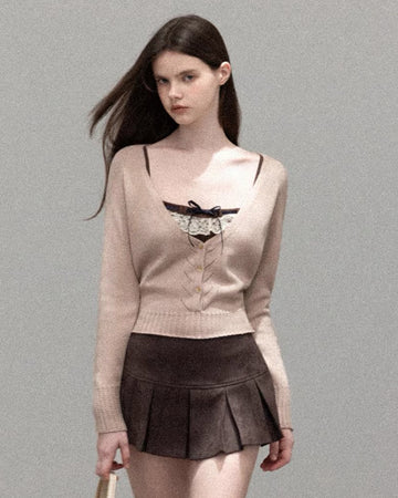 girly like cardigan & camisole &skirt SI1225