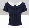 lace point navy tops SI1184
