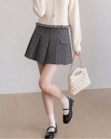 girly mood pleats gray skirt SI1262