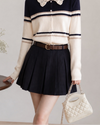 simple mulch pleats navy skirt SI1264
