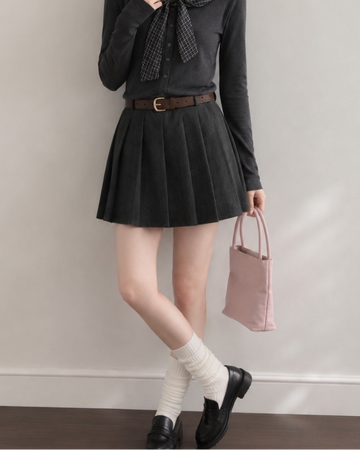 simple mulch pleats gray skirt SI1265