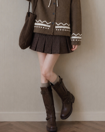 check mood brown skirt SI1266