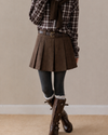 simple mulch pleats brown skirt SI1267